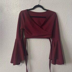 Elegant Burgundy Wrap Top